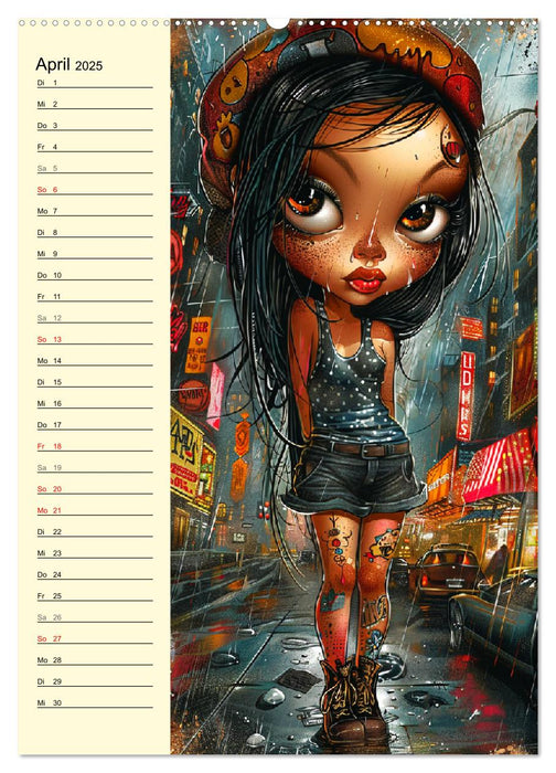 Rockabilly. Strange Comic-Kunst Girls im 50er-Jahre Stil (CALVENDO Premium Wandkalender 2025)