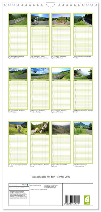 Pyrenäenpässe mit dem Rennrad 2025 (CALVENDO Familienplaner 2025)