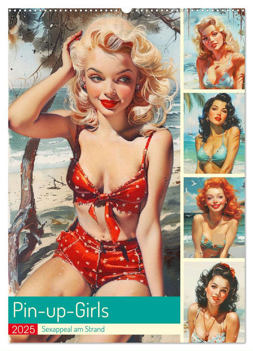 Pin-up-Girls. Sexappeal am Strand (CALVENDO Wandkalender 2025)