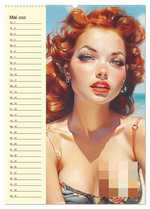 Pin-up-Girls. Sexappeal am Strand (CALVENDO Wandkalender 2025)