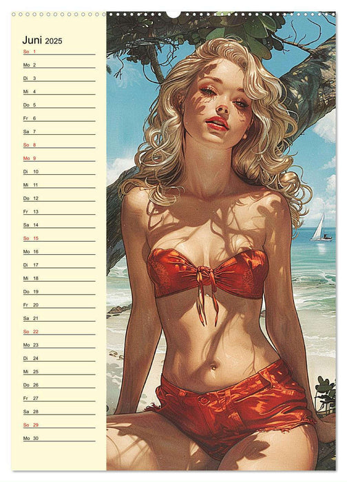 Pin-up-Girls. Sexappeal am Strand (CALVENDO Wandkalender 2025)