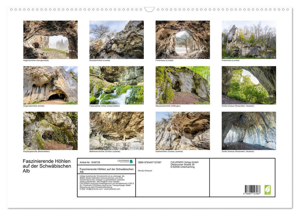 Faszinierende Höhlen auf der Schwäbischen Alb (CALVENDO Wandkalender 2025)