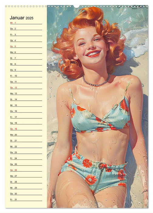 Pin-up-Girls. Sexappeal am Strand (CALVENDO Premium Wandkalender 2025)