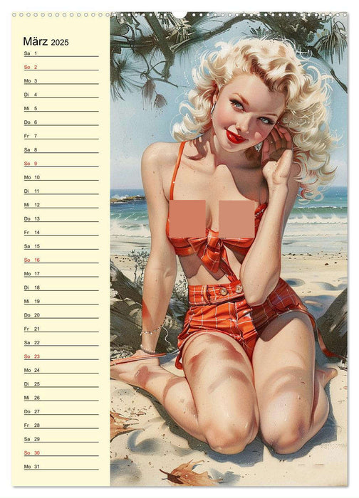 Pin-up-Girls. Sexappeal am Strand (CALVENDO Premium Wandkalender 2025)