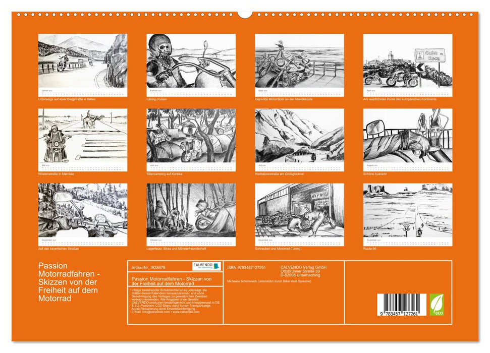 Passion Motorradfahren - Skizzen von der Freiheit auf dem Motorrad (CALVENDO Premium Wandkalender 2025)