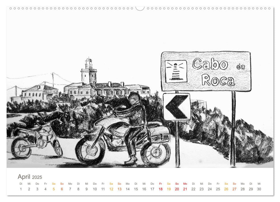 Passion Motorradfahren - Skizzen von der Freiheit auf dem Motorrad (CALVENDO Premium Wandkalender 2025)