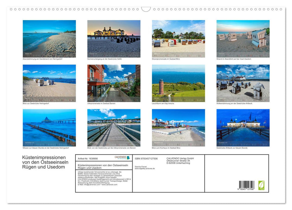 Küstenimpressionen von den Ostseeinseln Rügen und Usedom (CALVENDO Wandkalender 2025)