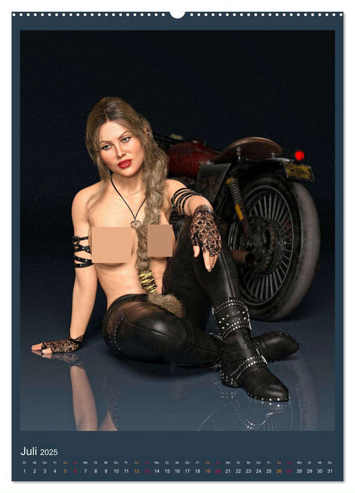 Hot Girls and Bikes (CALVENDO Premium Wandkalender 2025)