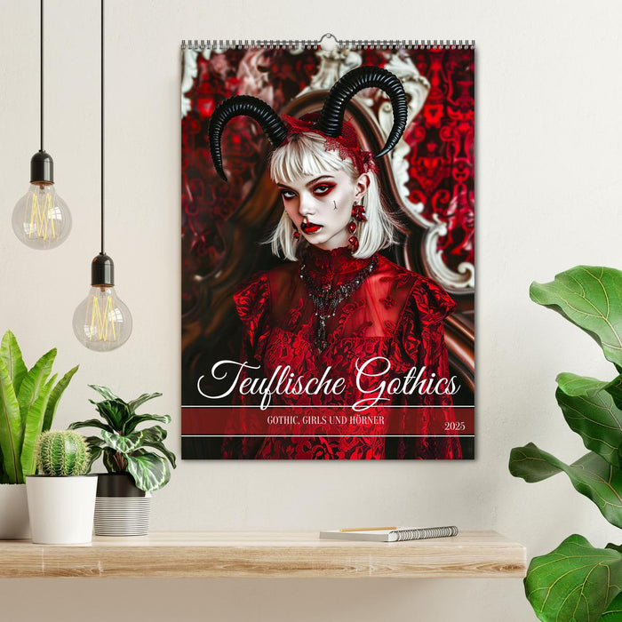Teuflische Gothics - Gothic, Girls und Hörner (CALVENDO Wandkalender 2025)