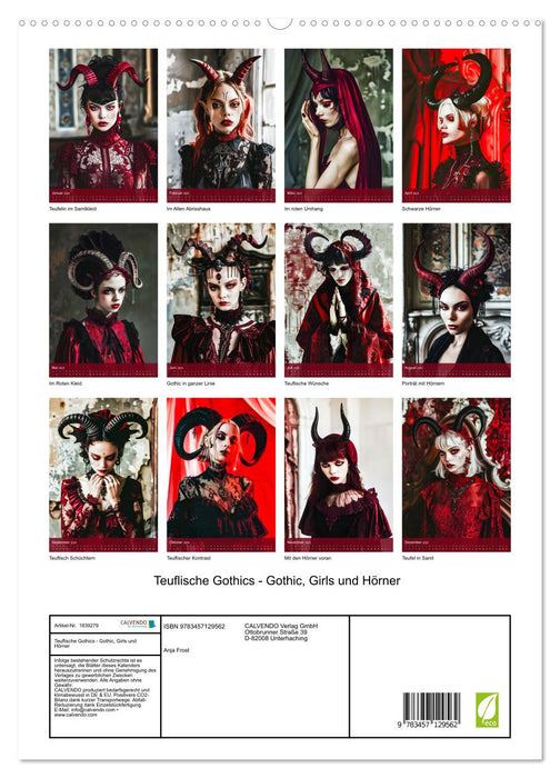 Teuflische Gothics - Gothic, Girls und Hörner (CALVENDO Premium Wandkalender 2025)