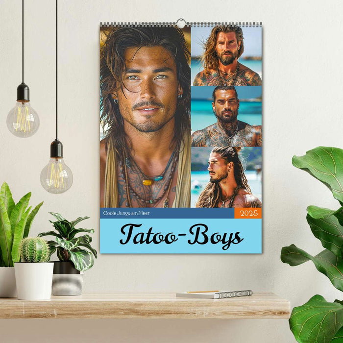 Tatoo-Boys. Coole Jungs am Meer (CALVENDO Wandkalender 2025)