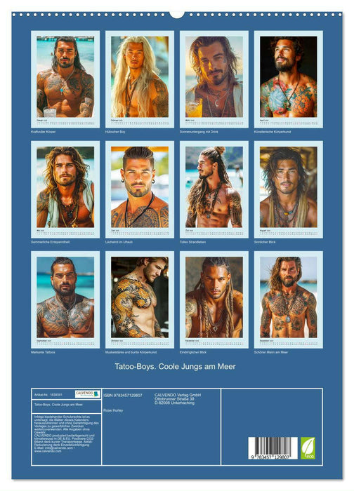 Tatoo-Boys. Coole Jungs am Meer (CALVENDO Premium Wandkalender 2025)