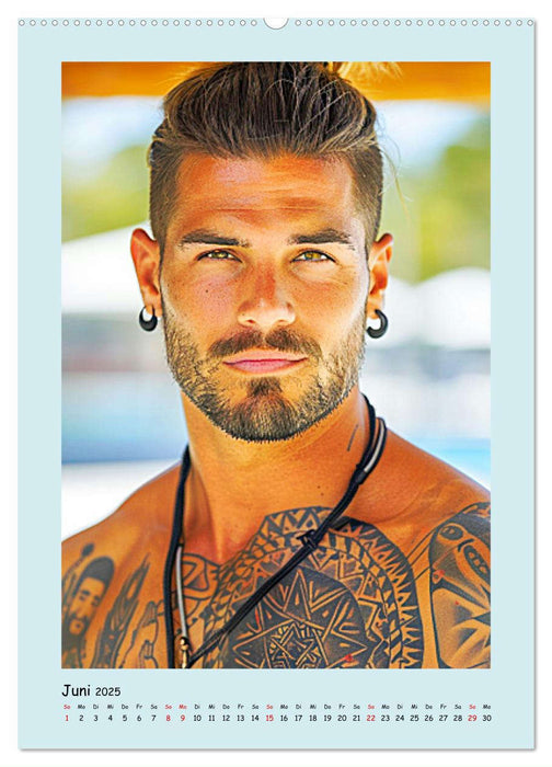 Tatoo-Boys. Coole Jungs am Meer (CALVENDO Premium Wandkalender 2025)