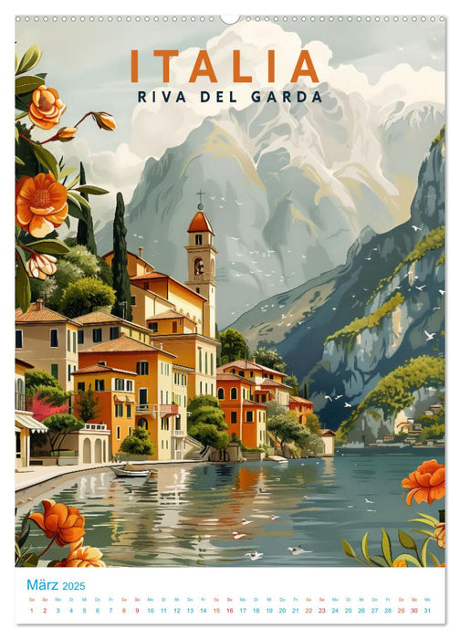 Italien - Old School Poster Style (CALVENDO Wandkalender 2025)