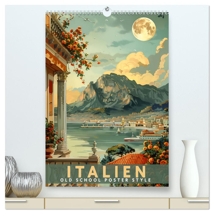 Italien - Old School Poster Style (CALVENDO Premium Wandkalender 2025)