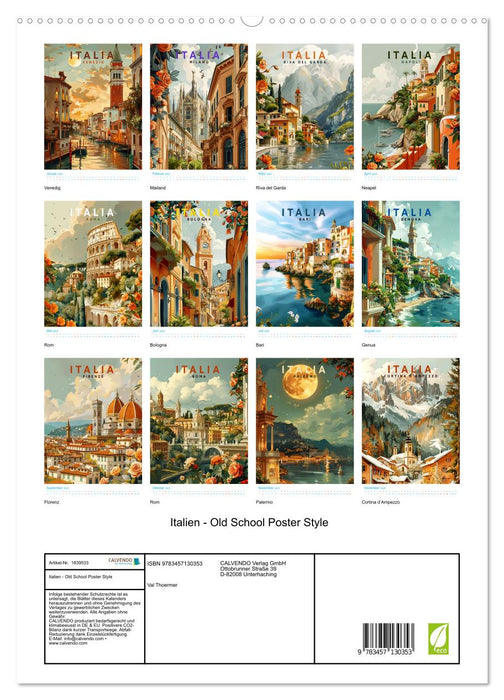 Italien - Old School Poster Style (CALVENDO Premium Wandkalender 2025)