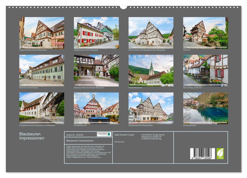 Blaubeuren Impressionen (CALVENDO Premium Wandkalender 2025)