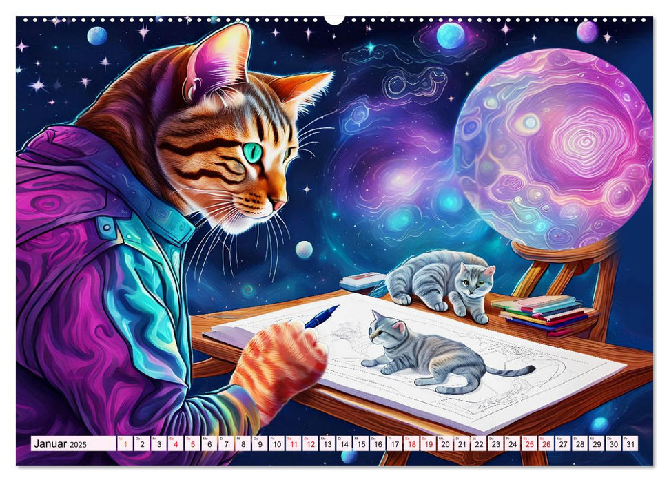 Katzen Schnurrige Künstler (CALVENDO Premium Wandkalender 2025)