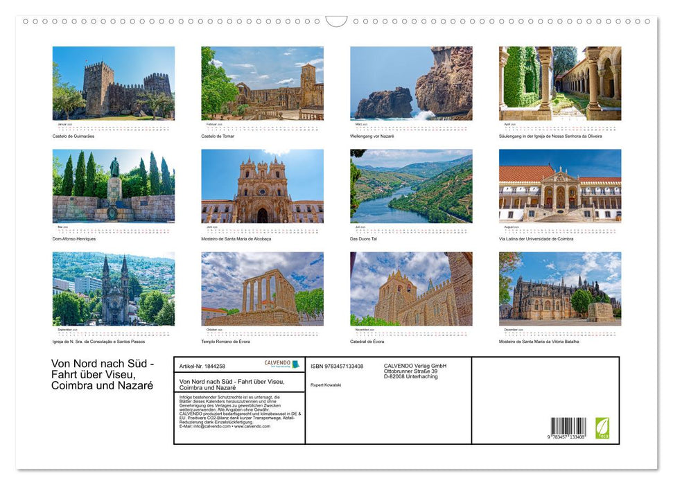 Von Nord nach Süd - Fahrt über Viseu, Coimbra und Nazaré (CALVENDO Wandkalender 2025)