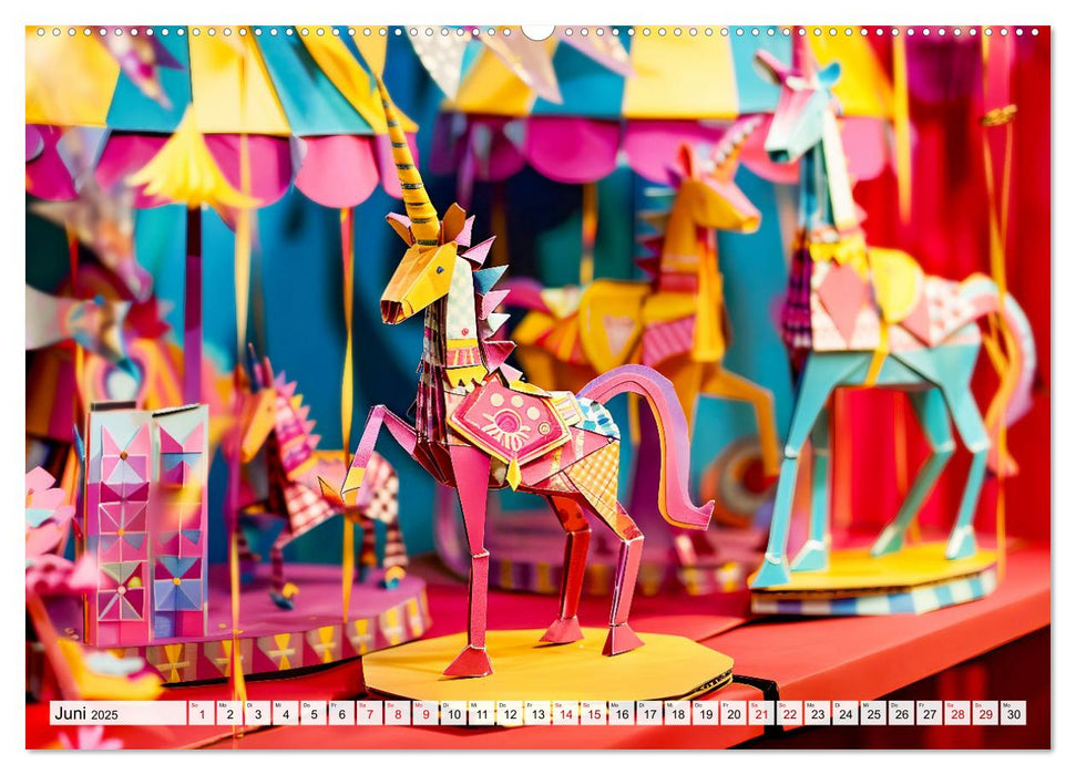 Bunter Origami Zirkus - Farbenfroher Zirkusspaß mit Origami-Figuren (CALVENDO Wandkalender 2025)