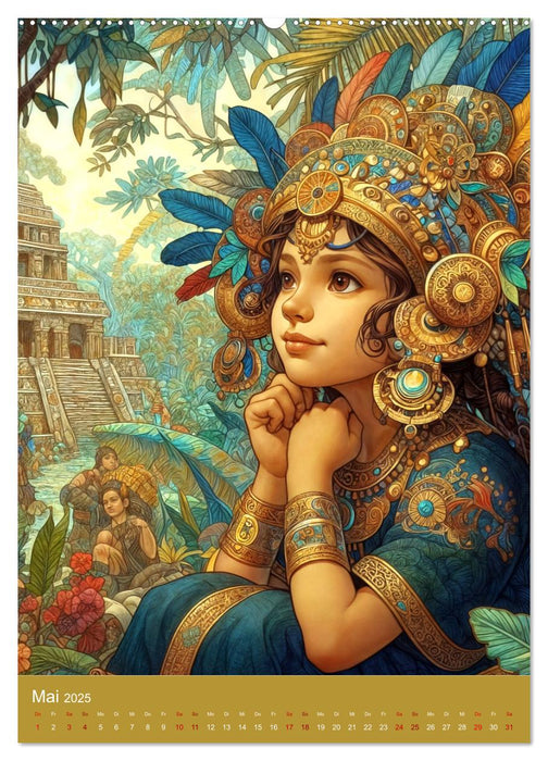 Regenwaldkinder - Ein vom Leben der Mayas inspierter Kinderkalender (CALVENDO Wandkalender 2025)