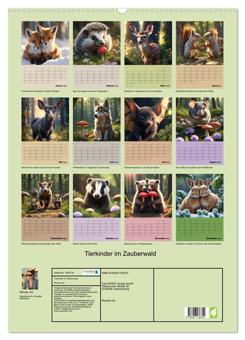 Tierkinder im Zauberwald (CALVENDO Wandkalender 2025)