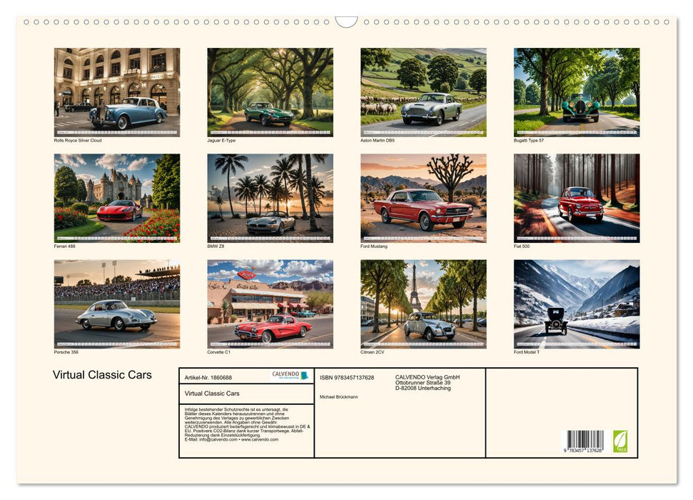 Virtual Classic Cars (CALVENDO Wandkalender 2025)