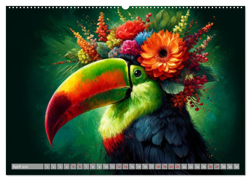 Blumige Vogelporträts (CALVENDO Wandkalender 2025)