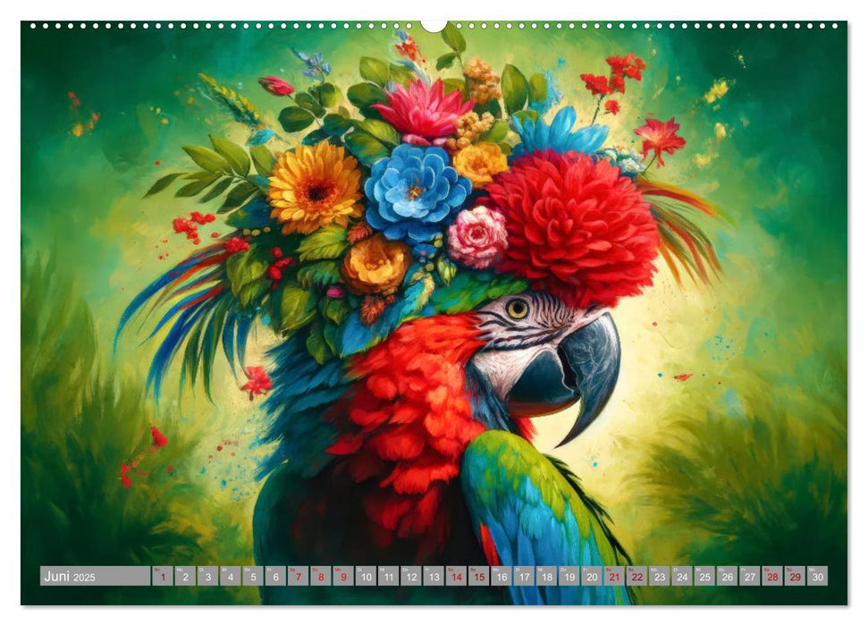 Blumige Vogelporträts (CALVENDO Premium Wandkalender 2025)