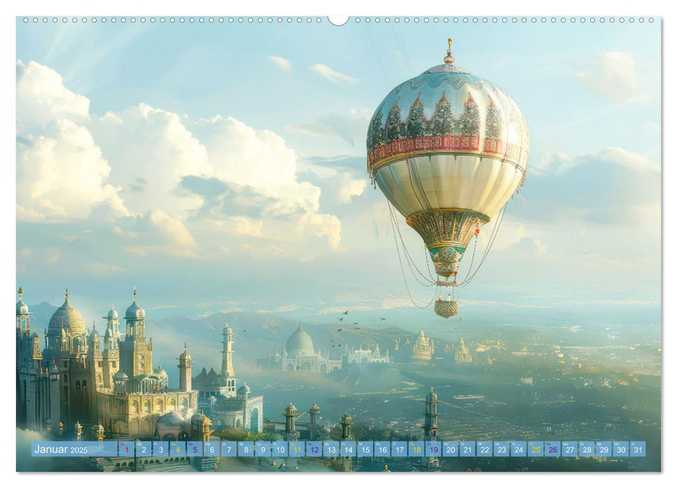 Ballonfahrt - Fantasie Stil (CALVENDO Premium Wandkalender 2025)