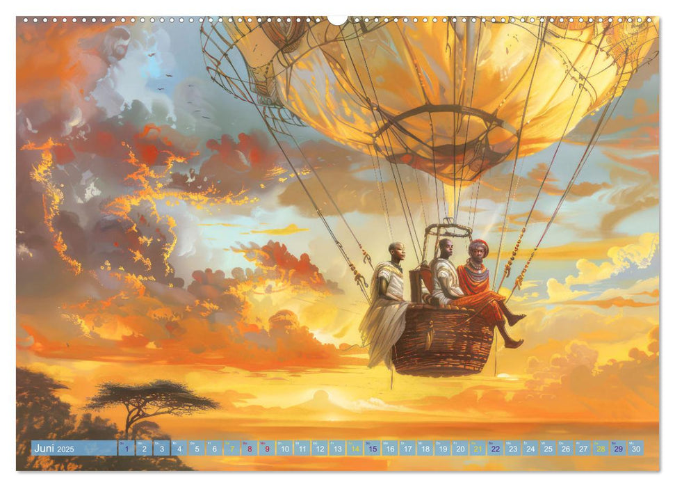 Ballonfahrt - Fantasie Stil (CALVENDO Premium Wandkalender 2025)