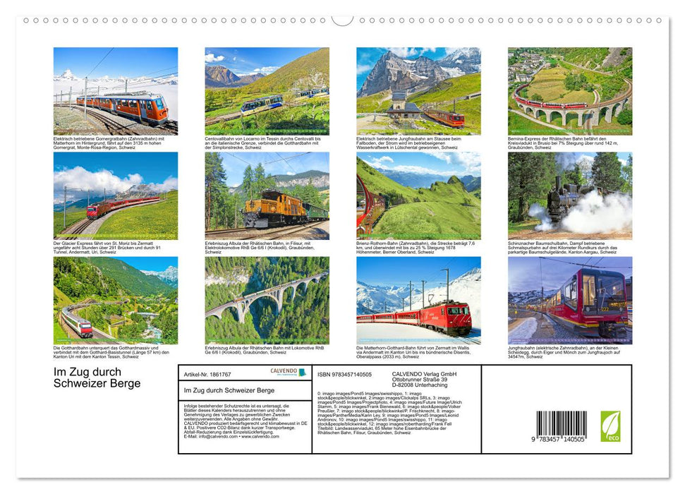 Im Zug durch Schweizer Berge (CALVENDO Premium Wandkalender 2025)