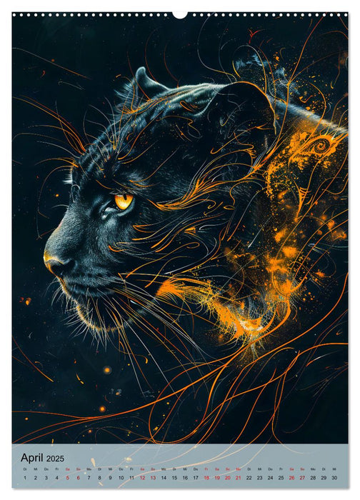 Raubkatzen - Geschmeidige Jäger im Neonlicht (CALVENDO Wandkalender 2025)