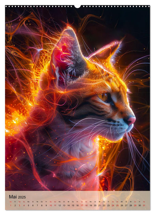 Raubkatzen - Geschmeidige Jäger im Neonlicht (CALVENDO Premium Wandkalender 2025)