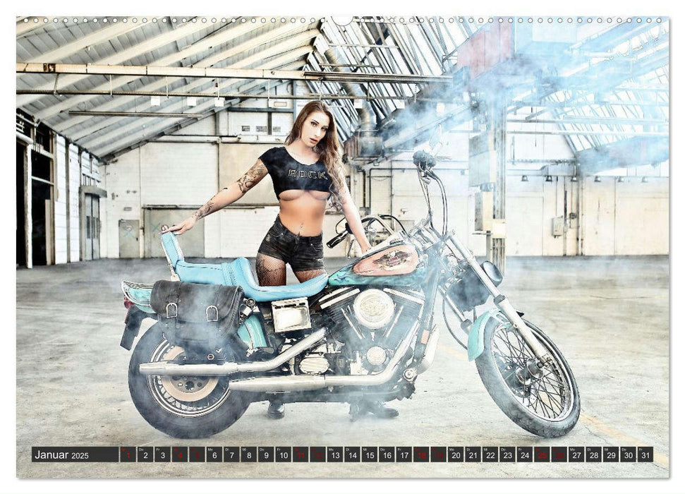 Motorräder und Sexy Girls (CALVENDO Wandkalender 2025)