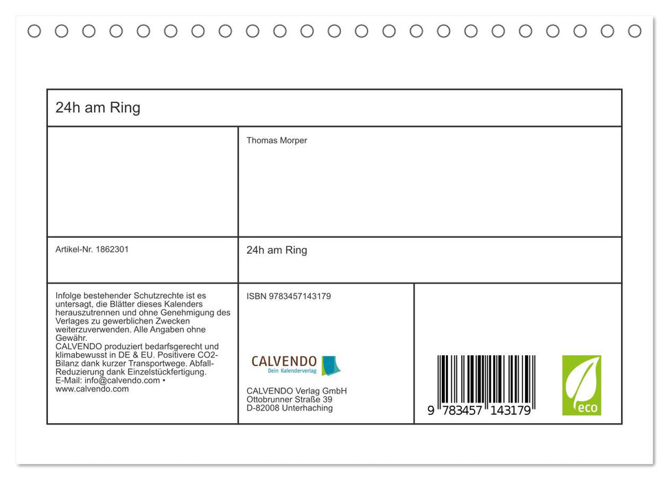 24h am Ring (CALVENDO Wandkalender 2025)