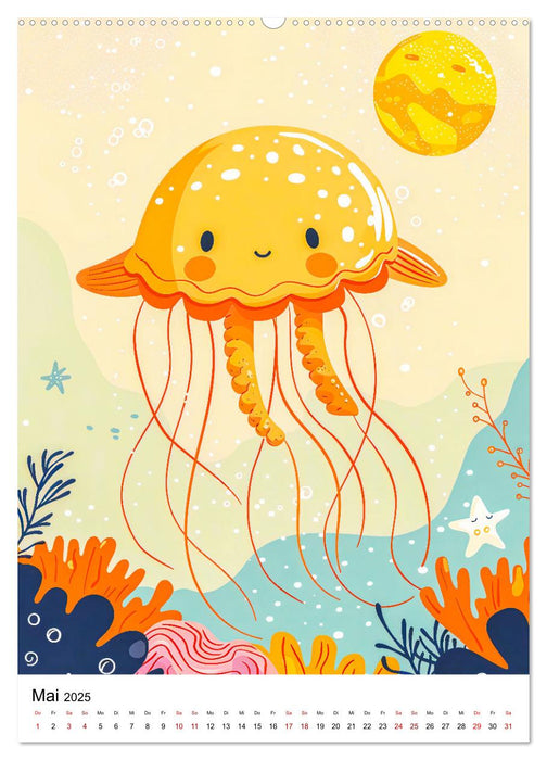Niedliche Meerestiere - Zauberhafte Meeresbewohner im Boho-Stil (CALVENDO Wandkalender 2025)