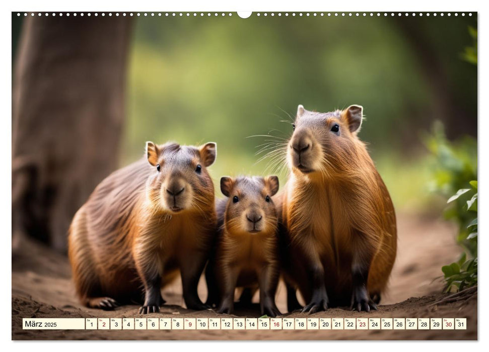 Capybaras - Wasserschweine die Herren der Gräser (CALVENDO Premium Wandkalender 2025)
