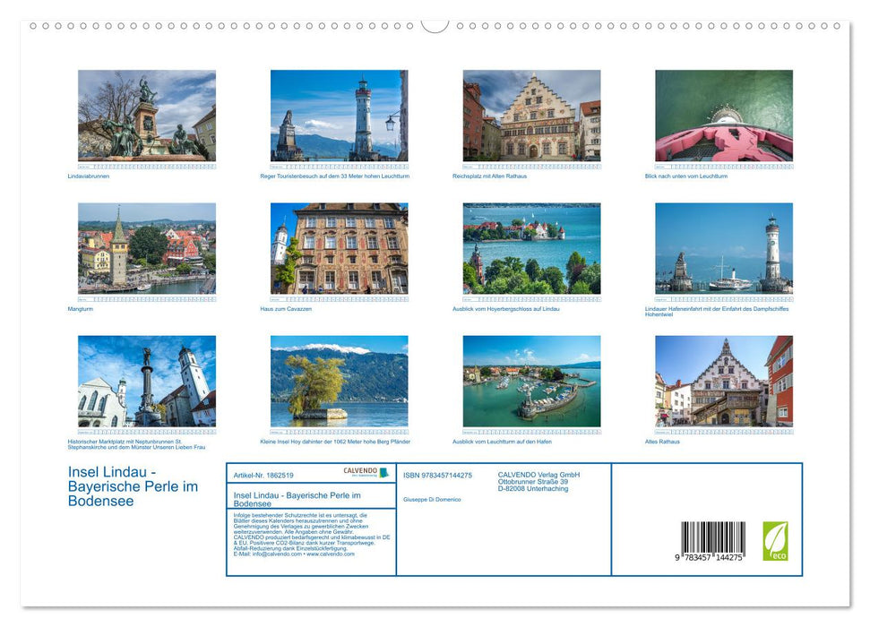 Insel Lindau - Bayerische Perle im Bodensee (CALVENDO Premium Wandkalender 2025)