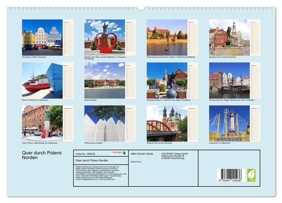 Quer durch Polens Norden (CALVENDO Premium Wandkalender 2025)