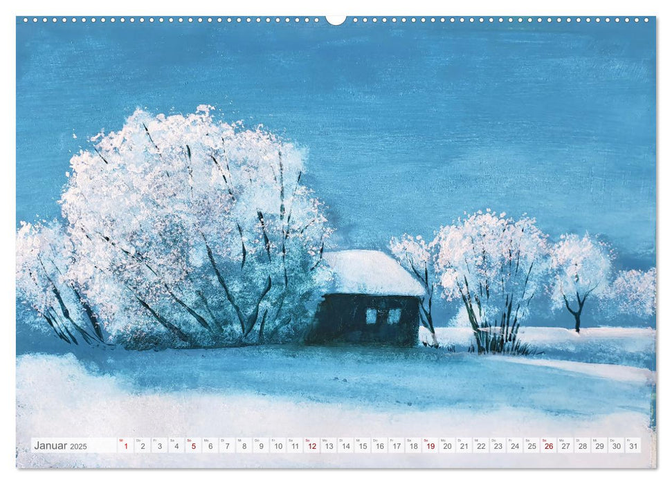 Winterzauberwelt - Gemalte Winterlandschaften (CALVENDO Premium Wandkalender 2025)
