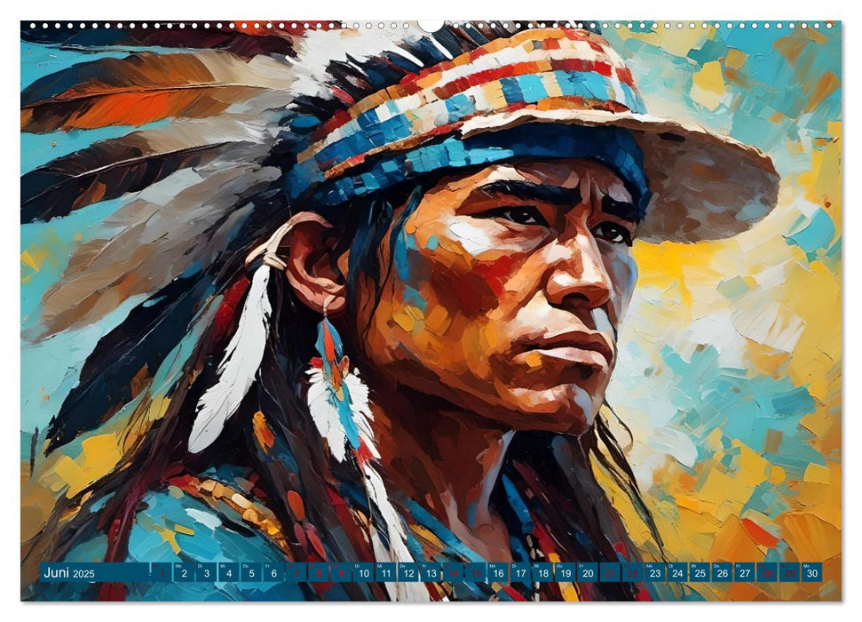 Portraits im Stil amerikanischer Ureinwohner (CALVENDO Wandkalender 2025)