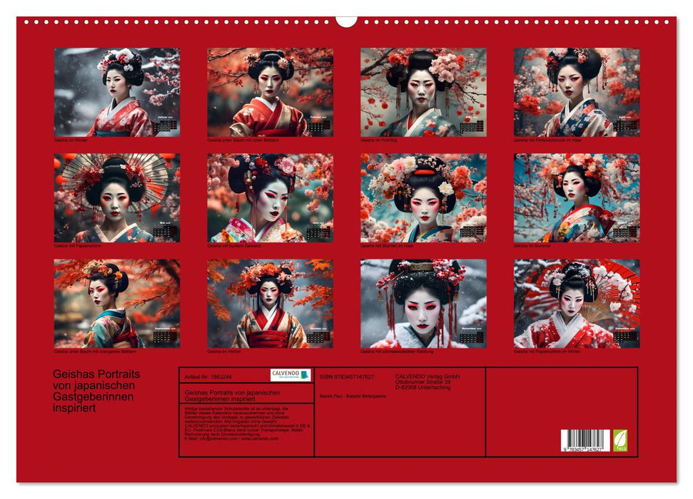 Geishas Portraits von japanischen Gastgeberinnen inspiriert (CALVENDO Wandkalender 2025)