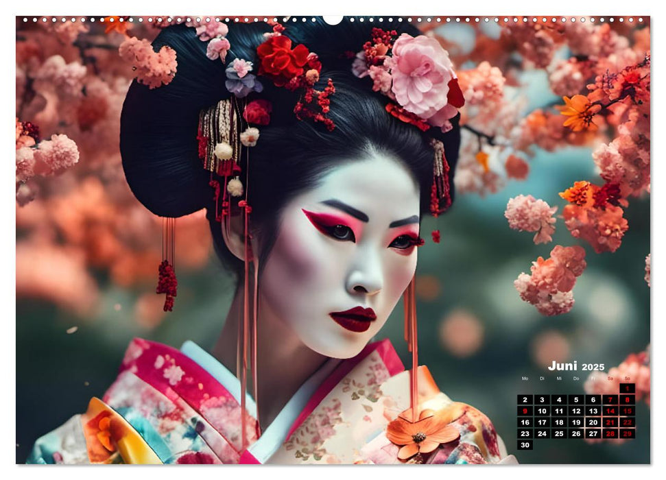 Geishas Portraits von japanischen Gastgeberinnen inspiriert (CALVENDO Wandkalender 2025)