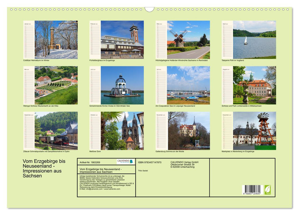 Vom Erzgebirge bis Neuseenland - Impressionen aus Sachsen (CALVENDO Wandkalender 2025)
