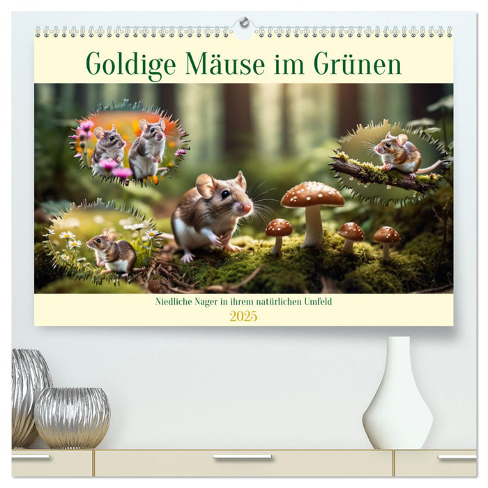 Goldige Mäuse im Grünen (CALVENDO Premium Wandkalender 2025)