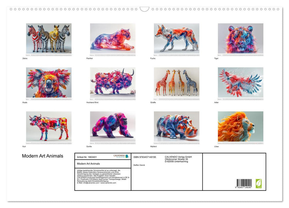 Modern Art Animals (CALVENDO Wandkalender 2025)