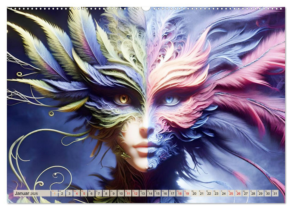 Vogelfrauen Surreale Schönheiten (CALVENDO Premium Wandkalender 2025)