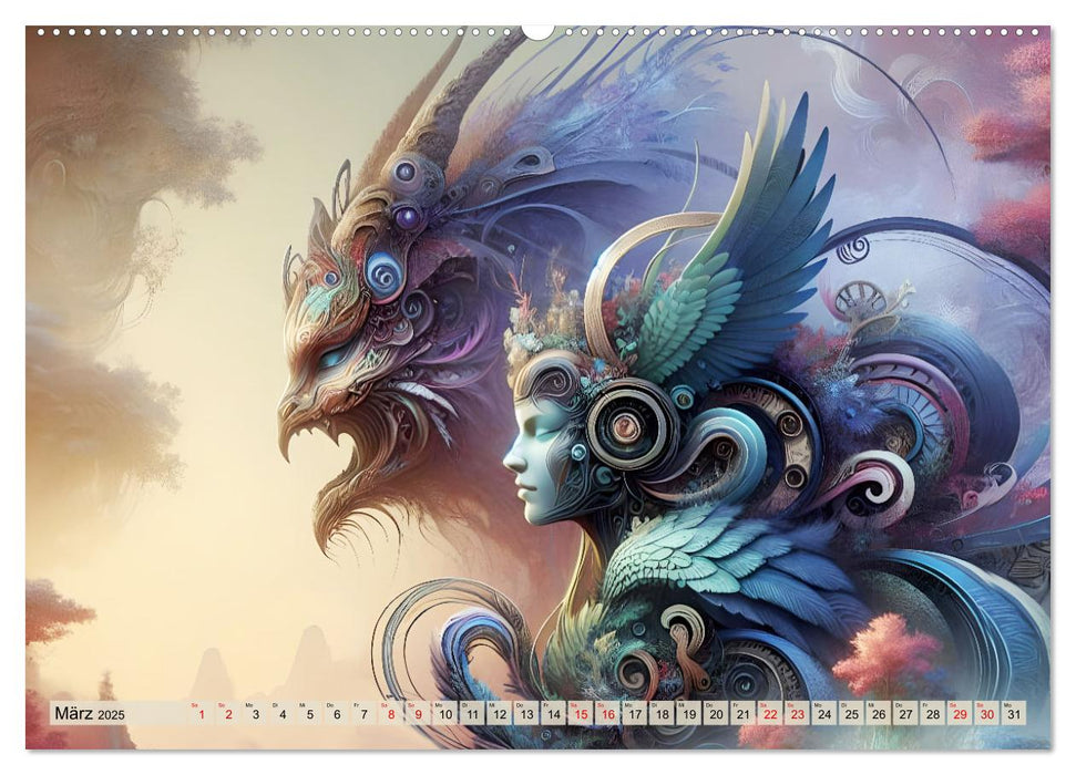 Vogelfrauen Surreale Schönheiten (CALVENDO Premium Wandkalender 2025)