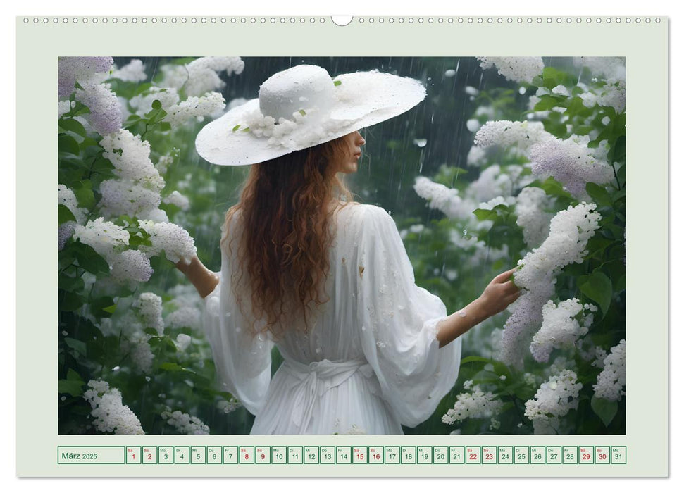 Regenzauber - Frauen im Wandel der Jahreszeiten (CALVENDO Wandkalender 2025)